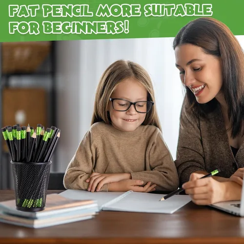 Vista 6 de Fainne 48 lápices de grasa jumbo grandes y gruesos y sacapuntas de 3 piezas para niños, principiantes, preescolares, jardín de infantes, suministros