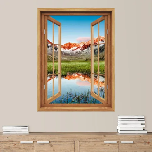 Vista 33 de SIGNWIN Adhesivo de pared removible/mural de pared para ventana, vegetación exuberante y árboles iluminados por el sol, fotografía, realismo