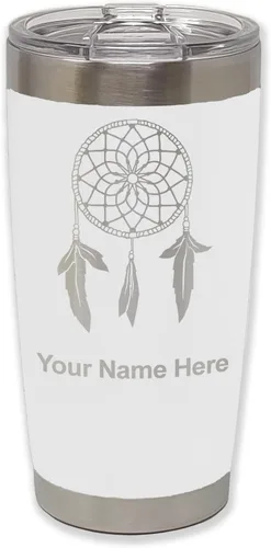 Vista 29 de LaserGram Vaso aislado al vacío de 20 onzas, atrapasueños, grabado personalizado incluido (negro) Engraved Gift, Vacuum Insulated Stainless Steel