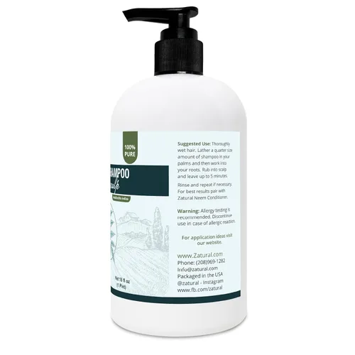Vista 6 de Zatural Kit de champú y acondicionador Natural Neem, calmante y curativo para la nutrición y reparación sensativa del cuero cabelludo y el cabello