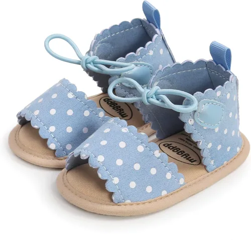 Vista 6 de SOFMUO Sandalias para bebés y niñas con suela suave de flor, zapatos de cuna de verano para recién nacidos, zapatos de vestir de princesa para niños