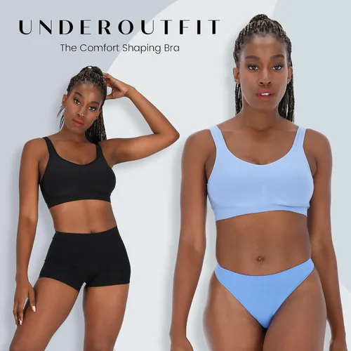 Vista 3 de Underoutfit Sujetadores de compresión inalámbricos para mujer, tallas pequeñas a grandes, para uso diario, para dormir y deportes, tela ligera