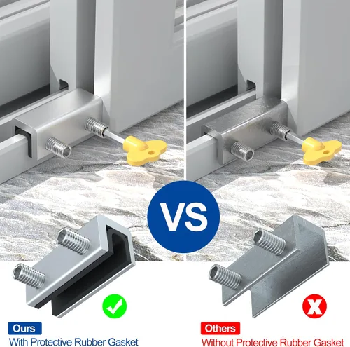 Vista 4 de RELIANCER 8 juegos de cerraduras de ventana deslizantes, topes de ventana de puerta de seguridad de aluminio, cerradura de seguridad ajustable