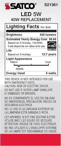 Vista 9 de Satco S21361 5ST19/CL/LED/930/E26-Paquete de 6