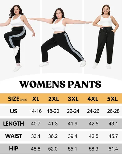 Vista 6 de FOREYOND Pantalones deportivos de talla grande para mujer, pantalones de yoga de pierna ancha, pantalones de entrenamiento de punto con cordón