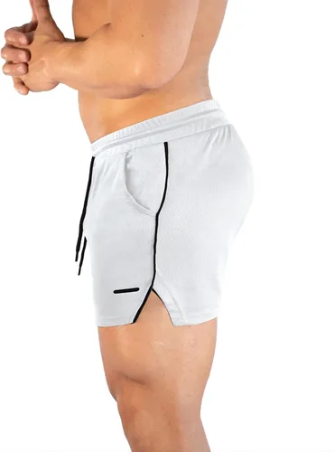 Vista 2 de TEZO Pantalones cortos de entrenamiento para hombre, 5 pulgadas, para gimnasio, atletismo, correr, entrenamiento, de secado rápido, pantalones