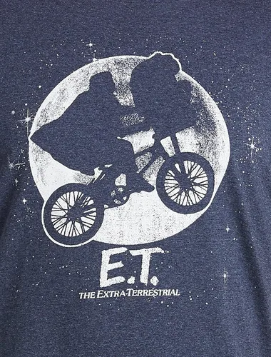 Vista 2 de True Nation by DXL - Camiseta estampada E.T grande y alta, color azul marino jaspeado
