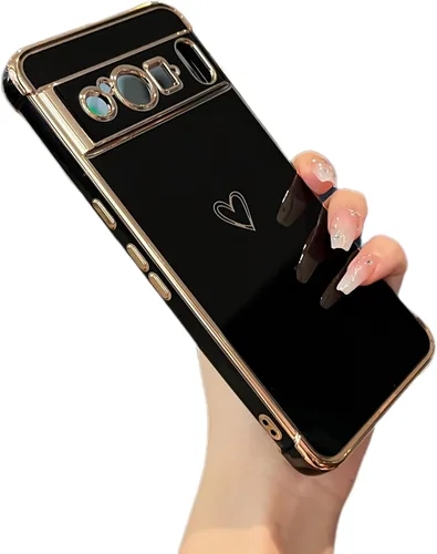 Vista 115 de ZTOFERA Funda diseñada para Google Pixel 7a, bonito diseño de corazones de amor con borde chapado y protección de lente de cámara, para Google Pixel