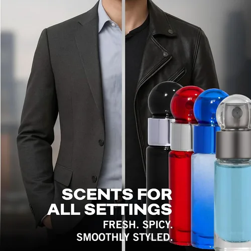 Vista 4 de Perry Ellis Juego de Mini Colonia 360° de 4 Piezas para Hombres - Juego de Muestras de Regalo de Colonia, Tamaño de Viaje - 360° Hombres, Rojo, Very