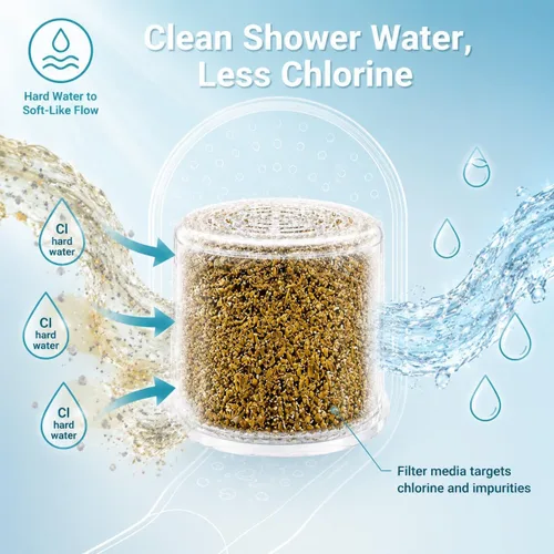 Vista 2 de Filtro de repuesto de agua para cabezal de ducha filtrado, compatible con cabezal de ducha filtrado CANOPY para eliminar el cloro y sustancias