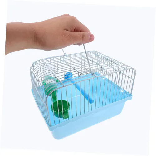 Vista 3 de VANZACK Jaula de pájaros portátil para transportar pájaros jaula de loro para mascotas, cacatúa, loro de viaje, transportador de viaje para Azul