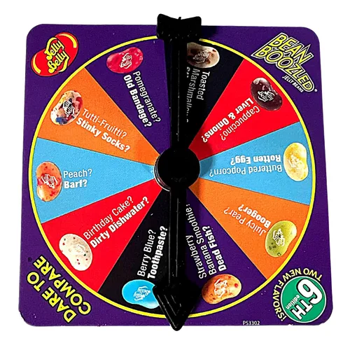 Vista 4 de Needzo Jelly Bean BeanBoozled Game 6ª edición, kit de desafío con spinner y frijoles surtidos, caramelos masticables con sabor extraño, paquete de 2