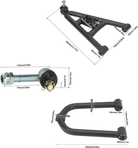 Vista 3 de Acouto Kart suspensión, Suspensión Delantera de Choque de Columpio Kit para 4 Ruedas Quad Bike Kart 350mm/13.77in Aleación de Acero Suspensión