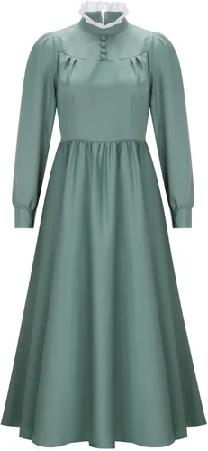 Vista 2 de Sophie Hatter - Disfraz de Halloween, vestido de línea A, para adultos, mujeres y niñas, color verde, de manga larga, disfraz de princesa