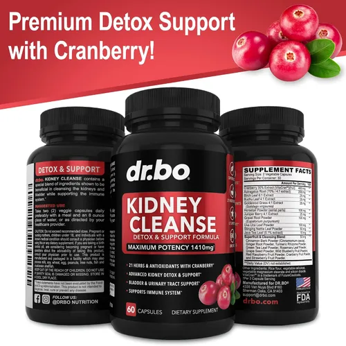 Vista 8 de DR. BO Kidney Cleanse Detox y carbón activado – Extracto natural de arándano y Uva Ursi para apoyar la salud de los riñones, la vejiga y el tracto
