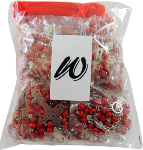 Vista 4 de Westmon Works Rosario perfumado a granel, juego de rosarios de madera tallada con bolsa de regalo, paquete de 12