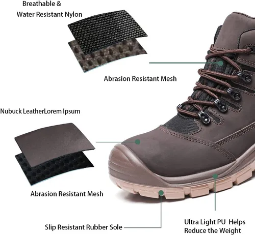 Vista 4 de DRKA Botas de trabajo con punta de acero para hombre resistentes al agua