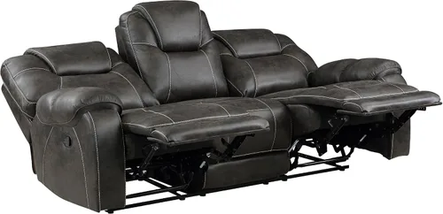 Vista 7 de Lexicon Juego de muebles de sala de estar de 2 piezas, juego de sofá reclinable manual de microfibra pulida con reposabrazos superior de almohada