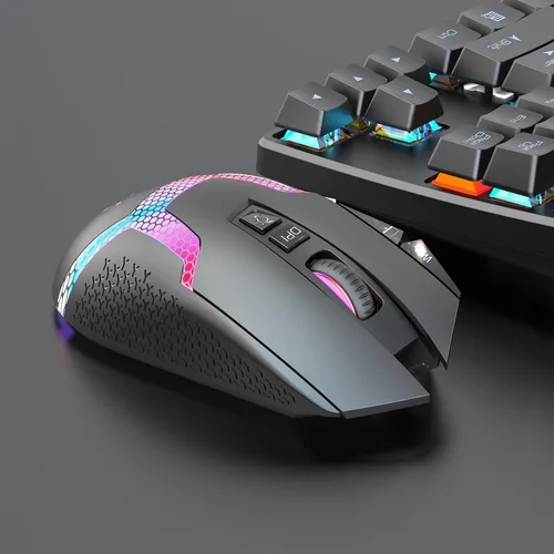 Vista 7 de AOGTUNAL Ratón inalámbrico Bluetooth ergonómico, recargable USB-C, mouse para juegos de computadora con botones laterales de reposamuñecas, 3 modos