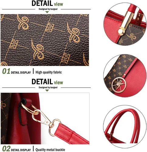 Vista 7 de KURGOOL Bolsos y bolsos de mano para mujer, bolso de hombro con asa superior, bolsa de mensajero para mujer
