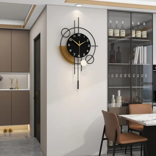 Vista 3 de Reloj de pared grande con péndulo decorativo, funciona con pilas Analog Silent Quartz Black Modern Clock for Living Room,Bedroom,Kitchen,Dining