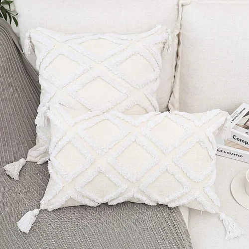 Vista 3 de PLWORLD - Funda de almohada con diseño boho de diamantes (1 unidad)