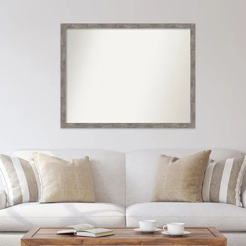 Vista 480 de Amanti Art Silver Bathroom Mirror for Over Sink, 26x35 Custom Made Marred Pewter Rectangle Vanity Mirror, Large Casual Wood Frame, Hangs Horizonally