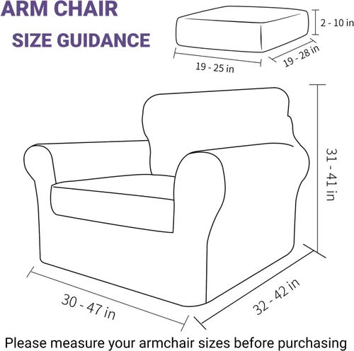 Vista 6 de ZNSAYOTX Fundas elásticas para silla de terciopelo de lujo con brazo, 2 piezas, para sala de estar, funda gruesa y suave, antideslizante, protector