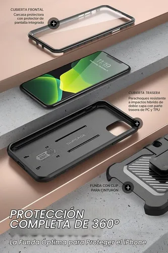 Vista 4 de SUPCASE Funda para iPhone 11 con protector de pantalla (Unicorn Beetle Pro), [soporte integrado y clip para cinturón] [protección de grado militar]