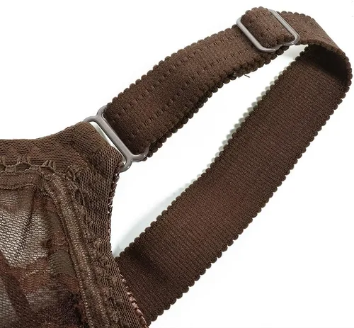Vista 6 de Sujetador grande de encaje para mujer, sin varillas, doble soporte, lencería de soporte flexible