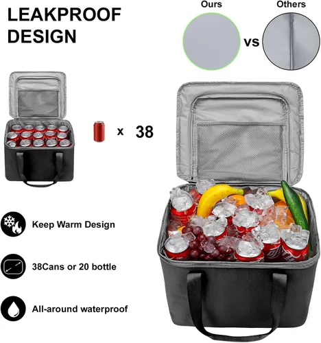 Vista 5 de Organizador y almacenamiento para maletero de automóvil con tapa y bolsa enfriadora extraíble a prueba de fugas, accesorios para automóvil, 6