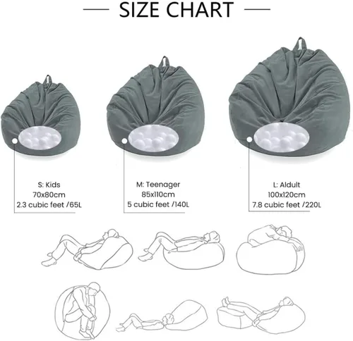 Vista 3 de Lukery Puf para adultos (sin relleno), funda de puf de color sólido, puf de pana, cómodo puf perezoso, almacenamiento de animales de peluche