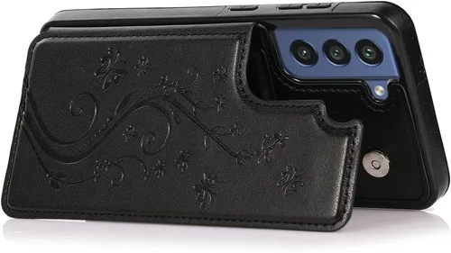 Vista 6 de Funda de teléfono para Samsung Galaxy S21 FE Gaxaly S 21 FE 5G con protector de pantalla de vidrio templado, tarjetero con soporte para tarjetero