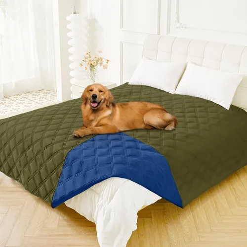 Vista 37 de Smiry Funda impermeable para cama de perro, manta reversible para mascotas para sofá Manta suave lavable para perro, funda a prueba de fugas