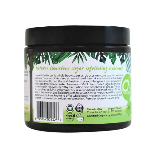 Vista 3 de Organic Fiji Exfoliante para todo el cuerpo - Infundido con aceite de coco, exfoliante de azúcar para una piel suave y suave, exfolia y restaura