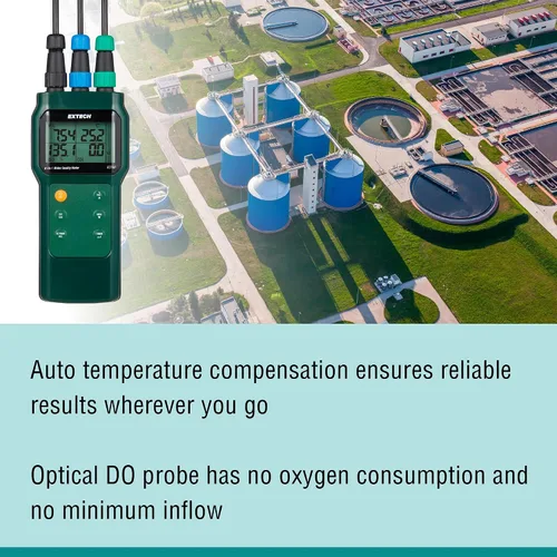 Vista 4 de Extech Medidor de calidad de agua EC700 6 en 1 con 3 sondas pH, conductivity, TDS, salinity, DO, temp, optical DO probe, IP67, stores 99, ATC