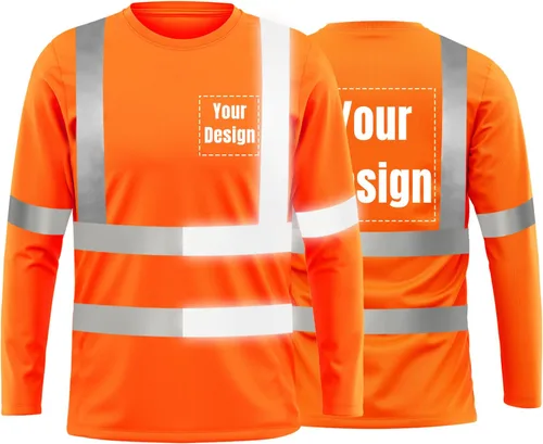 Vista 42 de La alta visibilidad reflexiva de las camisetas de la seguridad del logotipo de encargo Hola Vis de Verde neón