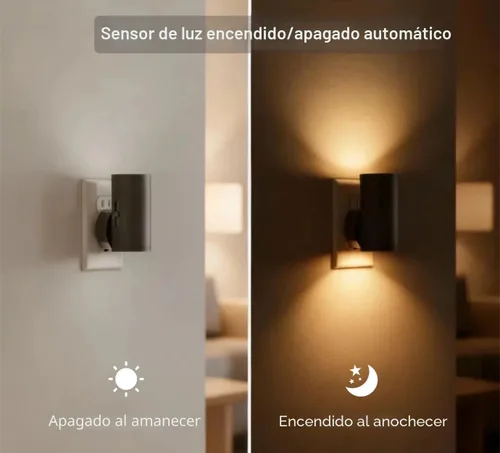 Vista 3 de Luz nocturna LED enchufable, luces nocturnas enchufables a la pared, sensor de atardecer a amanecer, brillo ajustable de 5-300 lúmenes, 2700 K