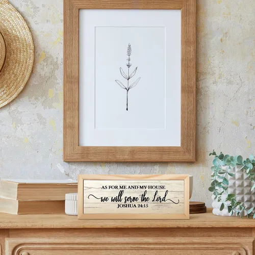 Vista 4 de Jetec Placas de pared de versículos bíblicos de granja, "En cuanto a mí y mi casa, serviremos al Señor" Placa de madera para decoración de pared