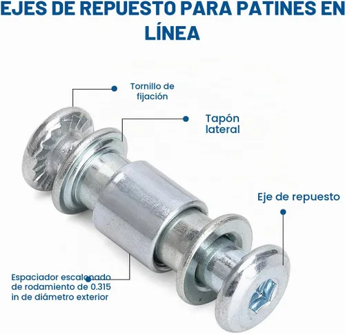 Vista 2 de TOBWOLF - Espaciador de eje de patinaje en línea, espaciador de rodamientos de rueda de aleación de aluminio, accesorios de repuesto de rodillos