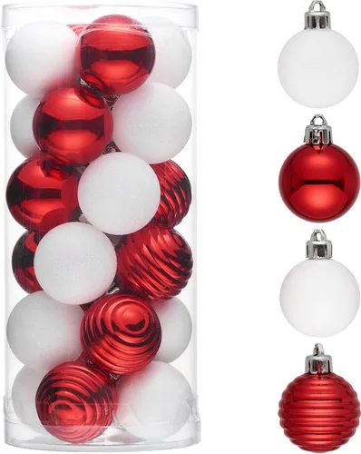 Vista 21 de Valery Madelyn Small Christmas Tree Decorations Ball Ornaments 24ct 1.57" Oro rojo
