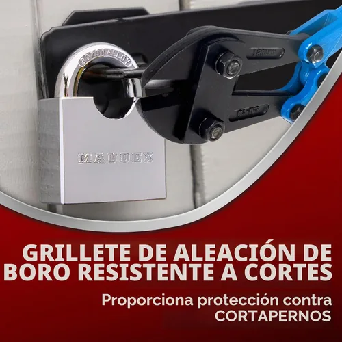 Vista 6 de Maudex® RPB45 Candado de Servicio Pesado con 5 Llaves - Grillete Endurecido Resistente al Corte de 9mm - Cuerpo Cromado Resistente a la Intemperie