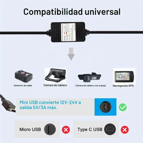 Vista 2 de MEIRIYFA Dash Cam Acc Hardwire Kit Mini USB Hardwire Dashcam Kit
