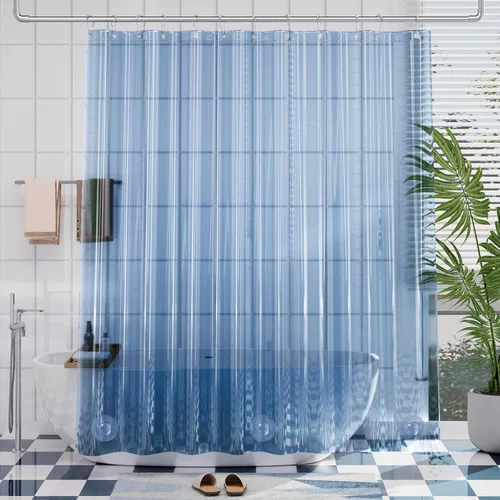 Vista 38 de AmazerBath Cortina de ducha larga de 36 x 84 pulgadas, cortina de ducha transparente de PEVA grueso resistente, cortina estrecha con 2 piedras