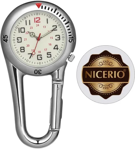 Vista 7 de Reloj de pulsera con clip, reloj de aleación con luz nocturna, ideal para médicos, enfermeras, escalada, montañismo (blanco)