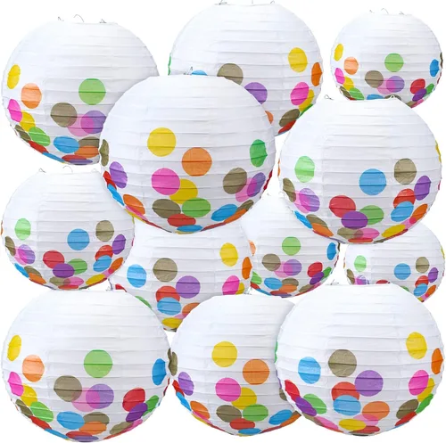 Vista 15 de Retisee 12 linternas de papel de manzana de 10 pulgadas para decoración
