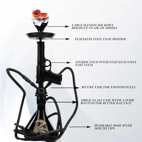 Vista 2 de Pistola pequeña Pipa de vidrio cachimba (oro)
