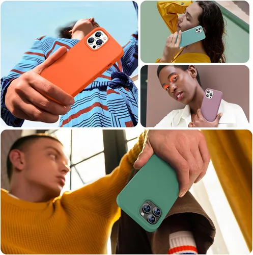 Vista 4 de Miracase Funda diseñada para iPhone 13 Pro Max con protector de pantalla, [forro de microfibra suave antiarañazos], funda protectora de silicona
