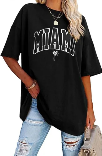 Vista 19 de Aoang Camisetas gráficas de gran tamaño para mujer, cuello redondo, manga corta, blusa
