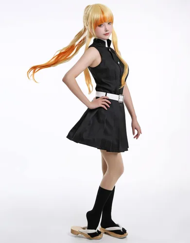 Vista 8 de Miccostumes Conjunto de uniforme de blusa y falda para mujer, kimono con abrigo